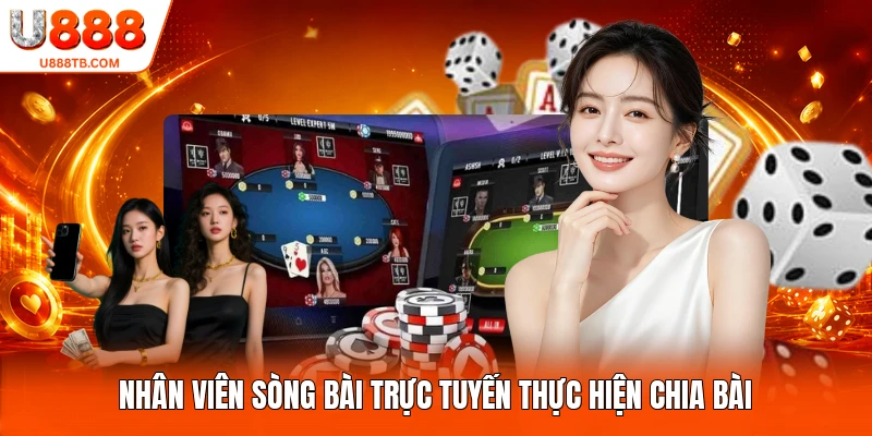Nhân viên sòng bài trực tuyến thực hiện chia bài